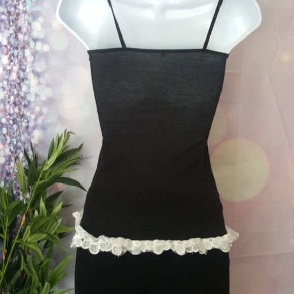 Fashionmia black ribbed lace embroidered tank M - Picture 6 of 8